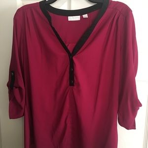 Magenta and black blouse